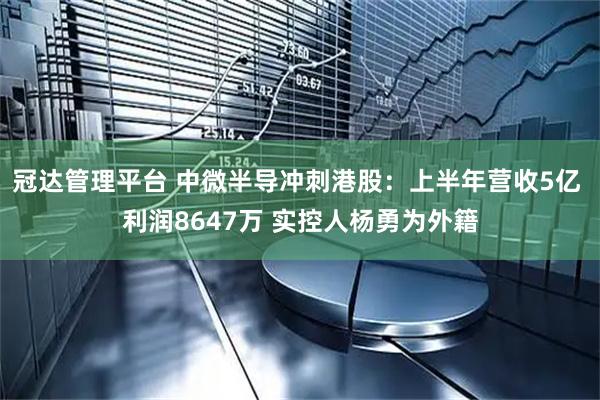 冠达管理平台 中微半导冲刺港股：上半年营收5亿 利润8647万 实控人杨勇为外籍